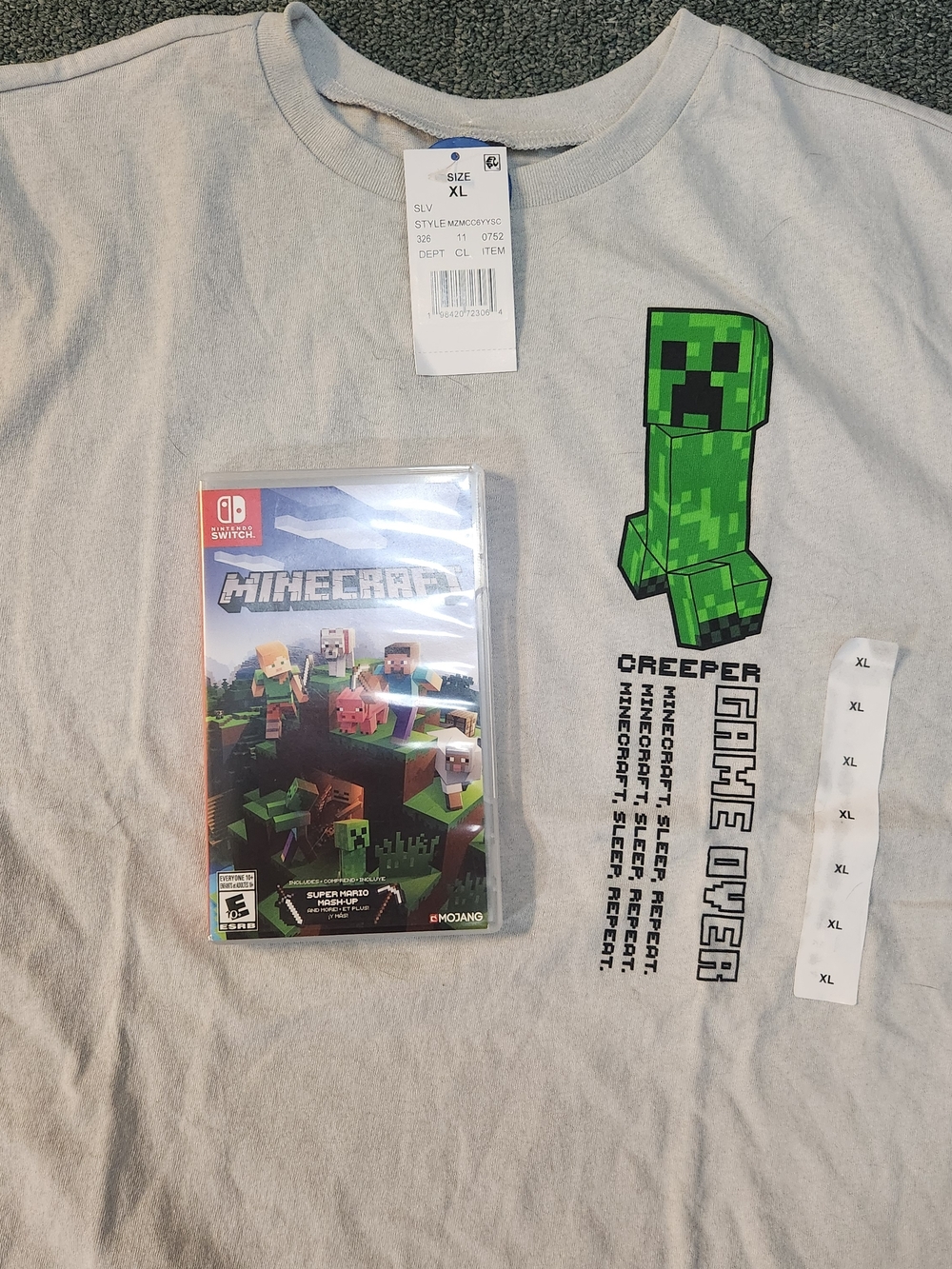 Minecraft Bundle: Nintendo Switch Game  and Youth XL Creeper T-shirt NWT